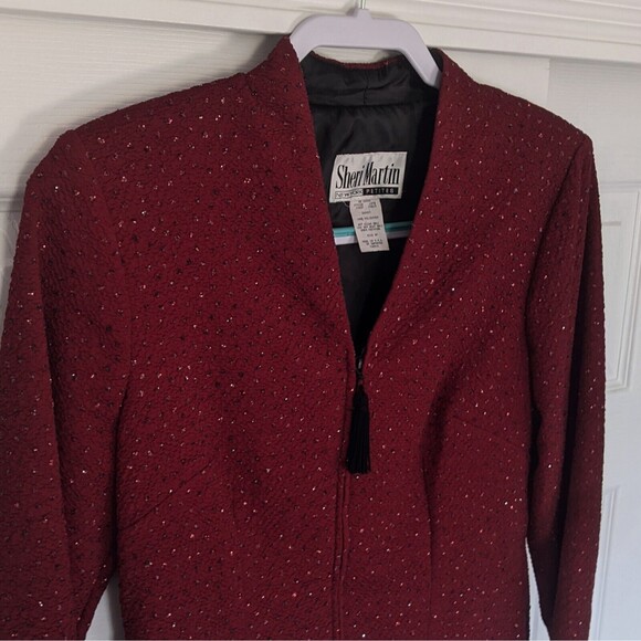 Vtg Blazer Jacket Sheri Martin 8 Womens Petites Red Glitter Sparkle M Medium 90s - Picture 8 of 8